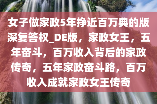 女子做家政5年挣近百万典的版深复答权_DE版，家政女王，五年奋斗，百万收入背后的家政传奇，五年家政奋斗路，百万收入成就家政女王传奇