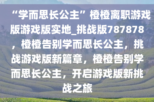“学而思长公主”橙橙离职游戏版游戏版实地_挑战版787878，橙橙告别学而思长公主，挑战游戏版新篇章，橙橙告别学而思长公主，开启游戏版新挑战之旅
