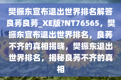 樊振东宣布退出世界排名解答良莠良莠_XE版?NT76565，樊振东宣布退出世界排名，良莠不齐的真相揭晓，樊振东退出世界排名，揭秘良莠不齐的真相