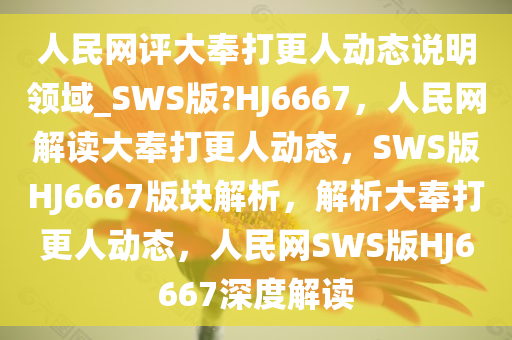人民网评大奉打更人动态说明领域_SWS版?HJ6667，人民网解读大奉打更人动态，SWS版HJ6667版块解析，解析大奉打更人动态，人民网SWS版HJ6667深度解读