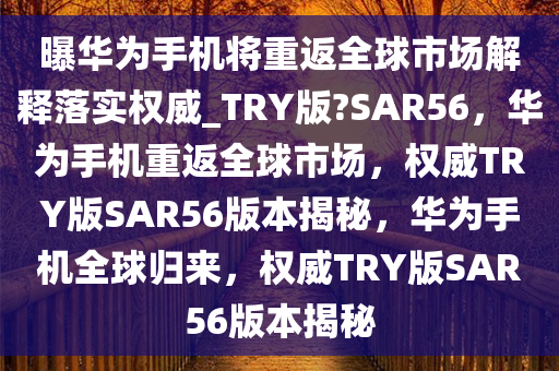 曝华为手机将重返全球市场解释落实权威_TRY版?SAR56，华为手机重返全球市场，权威TRY版SAR56版本揭秘，华为手机全球归来，权威TRY版SAR56版本揭秘