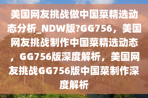 美国网友挑战做中国菜精选动态分析_NDW版?GG756，美国网友挑战制作中国菜精选动态，GG756版深度解析，美国网友挑战GG756版中国菜制作深度解析