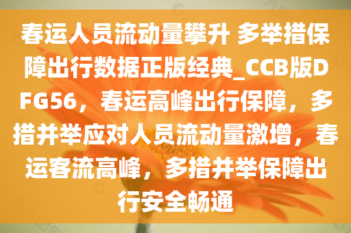 春运人员流动量攀升 多举措保障出行数据正版经典_CCB版DFG56，春运高峰出行保障，多措并举应对人员流动量激增，春运客流高峰，多措并举保障出行安全畅通