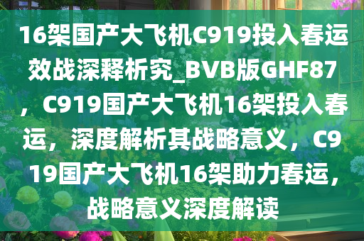 16架国产大飞机C919投入春运效战深释析究_BVB版GHF87，C919国产大飞机16架投入春运，深度解析其战略意义，C919国产大飞机16架助力春运，战略意义深度解读