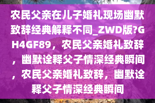 农民父亲在儿子婚礼现场幽默致辞经典解释不同_ZWD版?GH4GF89，农民父亲婚礼致辞，幽默诠释父子情深经典瞬间，农民父亲婚礼致辞，幽默诠释父子情深经典瞬间