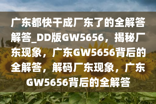 广东都快干成厂东了的全解答解答_DD版GW5656，揭秘厂东现象，广东GW5656背后的全解答，解码厂东现象，广东GW5656背后的全解答