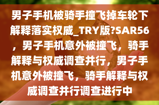 男子手机被骑手撞飞掉车轮下解释落实权威_TRY版?SAR56，男子手机意外被撞飞，骑手解释与权威调查并行，男子手机意外被撞飞，骑手解释与权威调查并行调查进行中