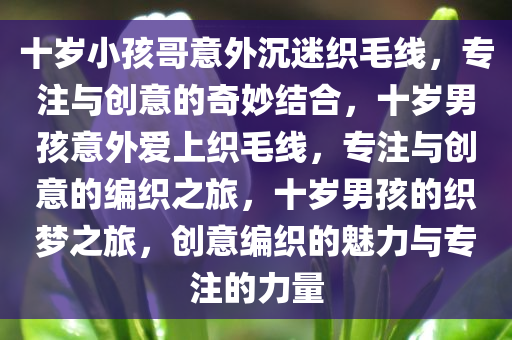 十岁小孩哥意外沉迷织毛线，专注与创意的奇妙结合，十岁男孩意外爱上织毛线，专注与创意的编织之旅，十岁男孩的织梦之旅，创意编织的魅力与专注的力量