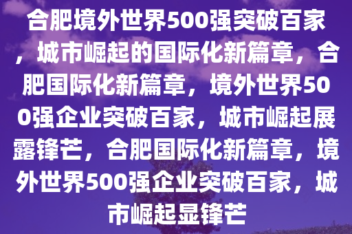 合肥境外世界500强突破百家，城市崛起的国际化新篇章，合肥国际化新篇章，境外世界500强企业突破百家，城市崛起展露锋芒，合肥国际化新篇章，境外世界500强企业突破百家，城市崛起显锋芒