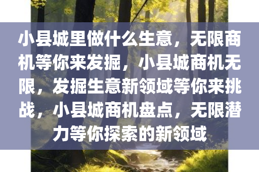 小县城里做什么生意，无限商机等你来发掘，小县城商机无限，发掘生意新领域等你来挑战，小县城商机盘点，无限潜力等你探索的新领域
