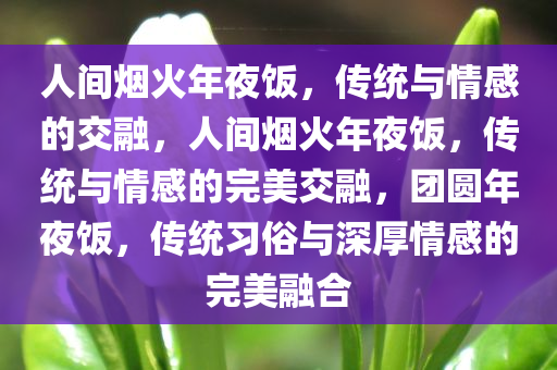 人间烟火年夜饭，传统与情感的交融，人间烟火年夜饭，传统与情感的完美交融，团圆年夜饭，传统习俗与深厚情感的完美融合