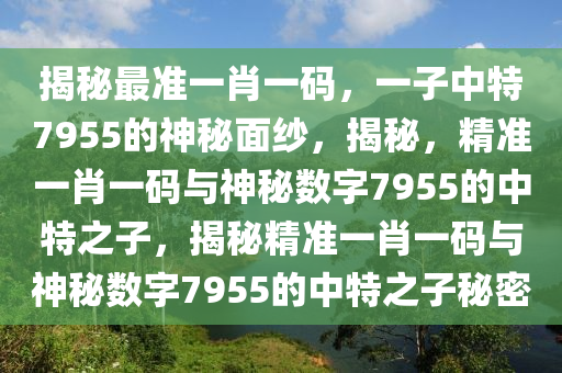 揭秘最准一肖一码，一子中特7955的神秘面纱，揭秘，精准一肖一码与神秘数字7955的中特之子，揭秘精准一肖一码与神秘数字7955的中特之子秘密