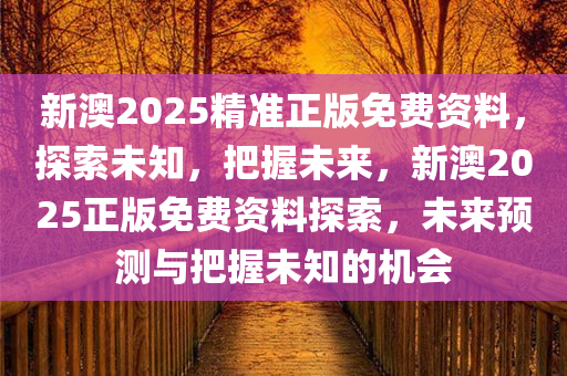新澳2025精准正版免费资料，探索未知，把握未来，新澳2025正版免费资料探索，未来预测与把握未知的机会