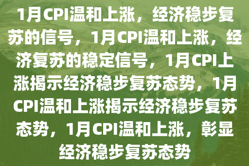 1月CPI温和上涨，经济稳步复苏的信号，1月CPI温和上涨，经济复苏的稳定信号，1月CPI上涨揭示经济稳步复苏态势，1月CPI温和上涨揭示经济稳步复苏态势，1月CPI温和上涨，彰显经济稳步复苏态势