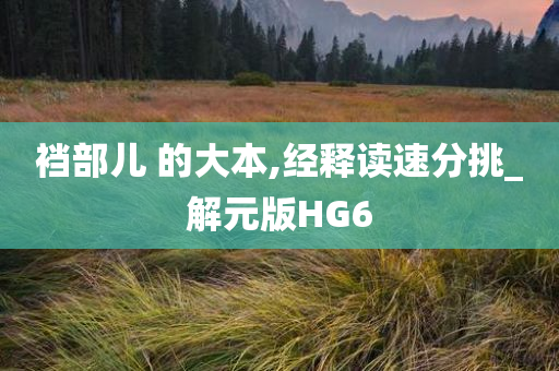 裆部儿 的大本,经释读速分挑_解元版HG6