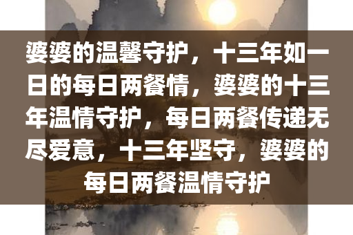 婆婆的温馨守护，十三年如一日的每日两餐情，婆婆的十三年温情守护，每日两餐传递无尽爱意，十三年坚守，婆婆的每日两餐温情守护
