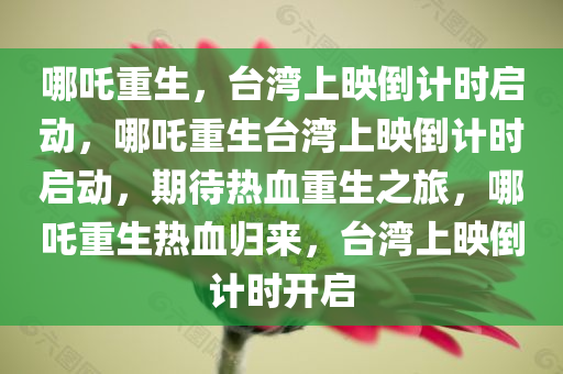 哪吒重生，台湾上映倒计时启动，哪吒重生台湾上映倒计时启动，期待热血重生之旅，哪吒重生热血归来，台湾上映倒计时开启