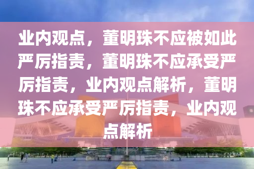 业内观点，董明珠不应被如此严厉指责，董明珠不应承受严厉指责，业内观点解析，董明珠不应承受严厉指责，业内观点解析