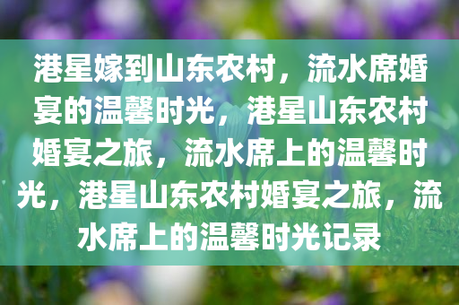 港星嫁到山东农村，流水席婚宴的温馨时光，港星山东农村婚宴之旅，流水席上的温馨时光，港星山东农村婚宴之旅，流水席上的温馨时光记录