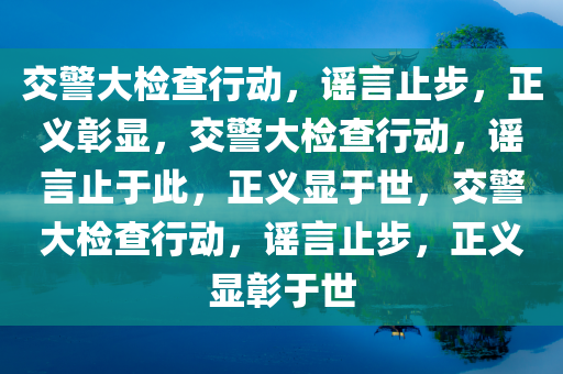 交警大检查行动，谣言止步，正义彰显，交警大检查行动，谣言止于此，正义显于世，交警大检查行动，谣言止步，正义显彰于世