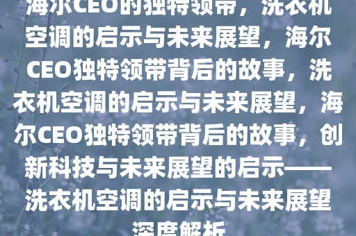 海尔CEO的独特领带，洗衣机空调的启示与未来展望，海尔CEO独特领带背后的故事，洗衣机空调的启示与未来展望，海尔CEO独特领带背后的故事，创新科技与未来展望的启示——洗衣机空调的启示与未来展望深度解析