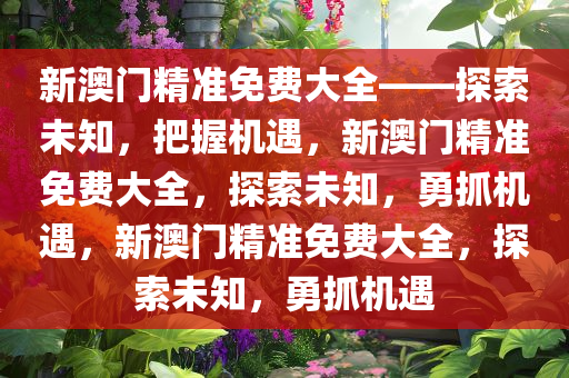 新澳门精准免费大全——探索未知，把握机遇，新澳门精准免费大全，探索未知，勇抓机遇，新澳门精准免费大全，探索未知，勇抓机遇