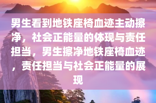 男生看到地铁座椅血迹主动擦净，社会正能量的体现与责任担当，男生擦净地铁座椅血迹，责任担当与社会正能量的展现
