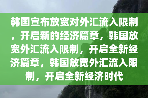 韩国宣布放宽对外汇流入限制，开启新的经济篇章，韩国放宽外汇流入限制，开启全新经济篇章，韩国放宽外汇流入限制，开启全新经济时代