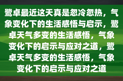 鹭卓最近这天真是忽冷忽热，气象变化下的生活感悟与启示，鹭卓天气多变的生活感悟，气象变化下的启示与应对之道，鹭卓天气多变的生活感悟，气象变化下的启示与应对之道