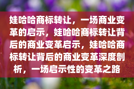 娃哈哈商标转让，一场商业变革的启示，娃哈哈商标转让背后的商业变革启示，娃哈哈商标转让背后的商业变革深度剖析，一场启示性的变革之路