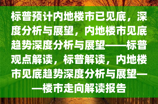 标普预计内地楼市已见底，深度分析与展望，内地楼市见底趋势深度分析与展望——标普观点解读，标普解读，内地楼市见底趋势深度分析与展望——楼市走向解读报告