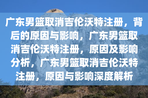 广东男篮取消吉伦沃特注册，背后的原因与影响，广东男篮取消吉伦沃特注册，原因及影响分析，广东男篮取消吉伦沃特注册，原因与影响深度解析