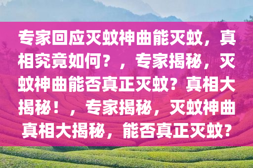 专家回应灭蚊神曲能灭蚊，真相究竟如何？，专家揭秘，灭蚊神曲能否真正灭蚊？真相大揭秘！，专家揭秘，灭蚊神曲真相大揭秘，能否真正灭蚊？