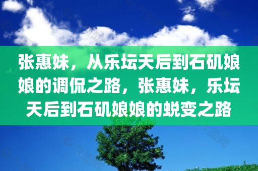 张惠妹，从乐坛天后到石矶娘娘的调侃之路，张惠妹，乐坛天后到石矶娘娘的蜕变之路