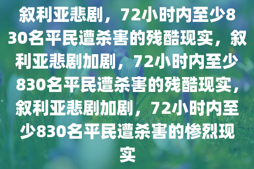 叙利亚悲剧，72小时内至少830名平民遭杀害的残酷现实，叙利亚悲剧加剧，72小时内至少830名平民遭杀害的残酷现实，叙利亚悲剧加剧，72小时内至少830名平民遭杀害的惨烈现实