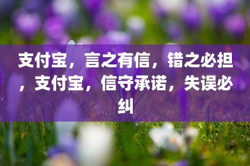 支付宝，言之有信，错之必担，支付宝，信守承诺，失误必纠