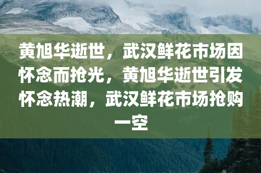 黄旭华逝世，武汉鲜花市场因怀念而抢光，黄旭华逝世引发怀念热潮，武汉鲜花市场抢购一空