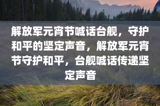 解放军元宵节喊话台舰，守护和平的坚定声音，解放军元宵节守护和平，台舰喊话传递坚定声音