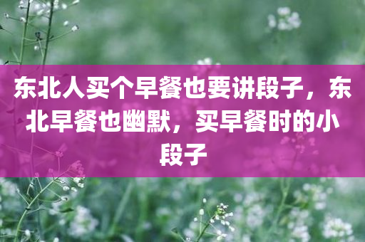 东北人买个早餐也要讲段子，东北早餐也幽默，买早餐时的小段子