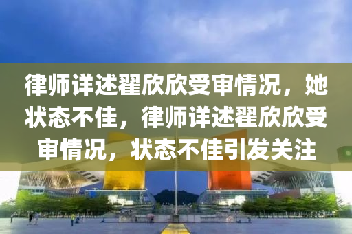 律师详述翟欣欣受审情况，她状态不佳，律师详述翟欣欣受审情况，状态不佳引发关注