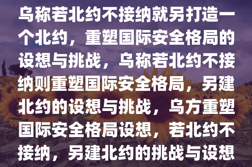 乌称若北约不接纳就另打造一个北约，重塑国际安全格局的设想与挑战，乌称若北约不接纳则重塑国际安全格局，另建北约的设想与挑战，乌方重塑国际安全格局设想，若北约不接纳，另建北约的挑战与设想