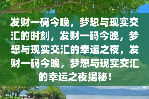 发财一码今晚，梦想与现实交汇的时刻，发财一码今晚，梦想与现实交汇的幸运之夜，发财一码今晚，梦想与现实交汇的幸运之夜揭秘！