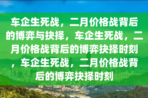 车企生死战，二月价格战背后的博弈与抉择，车企生死战，二月价格战背后的博弈抉择时刻，车企生死战，二月价格战背后的博弈抉择时刻