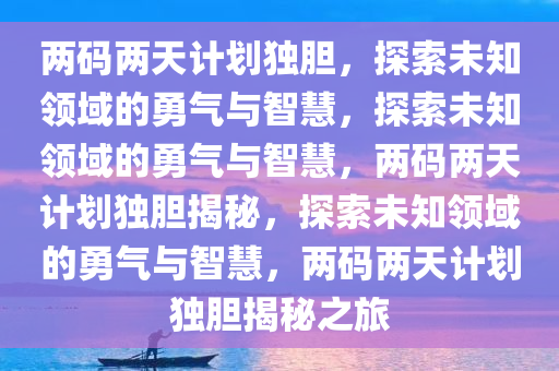 两码两天计划独胆，探索未知领域的勇气与智慧，探索未知领域的勇气与智慧，两码两天计划独胆揭秘，探索未知领域的勇气与智慧，两码两天计划独胆揭秘之旅