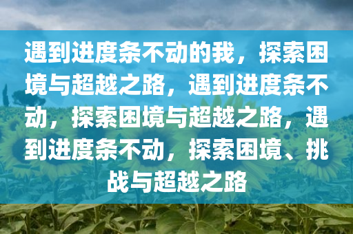 遇到进度条不动的我，探索困境与超越之路，遇到进度条不动，探索困境与超越之路，遇到进度条不动，探索困境、挑战与超越之路今晚必出三肖2025_2025新澳门精准免费提供·精确判断