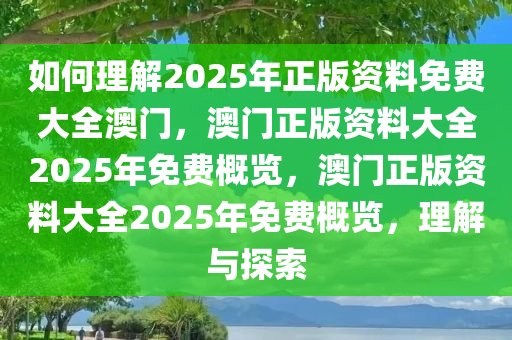如何理解2025年正版资料免费大全澳门，澳门正版资料大全2025年免费概览，澳门正版资料大全2025年免费概览，理解与探索