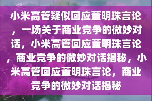 小米高管疑似回应董明珠言论，一场关于商业竞争的微妙对话，小米高管回应董明珠言论，商业竞争的微妙对话揭秘，小米高管回应董明珠言论，商业竞争的微妙对话揭秘