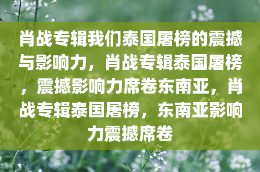 肖战专辑我们泰国屠榜的震撼与影响力，肖战专辑泰国屠榜，震撼影响力席卷东南亚，肖战专辑泰国屠榜，东南亚影响力震撼席卷