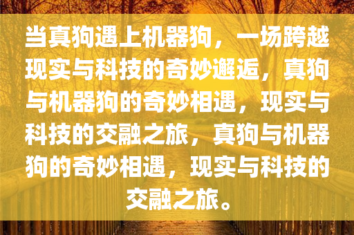 当真狗遇上机器狗，一场跨越现实与科技的奇妙邂逅，真狗与机器狗的奇妙相遇，现实与科技的交融之旅，真狗与机器狗的奇妙相遇，现实与科技的交融之旅。