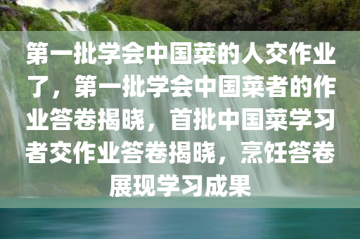第一批学会中国菜的人交作业了，第一批学会中国菜者的作业答卷揭晓，首批中国菜学习者交作业答卷揭晓，烹饪答卷展现学习成果